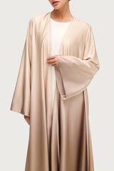 Elegant Satin Ombre Open Abaya – Baby Skin