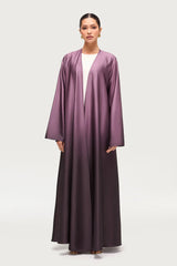 Elegant Satin Ombre Open Abaya – Two-Faced Purple