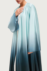 Elegant Satin Ombre Open Abaya – Moon Light