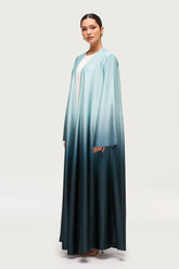 Elegant Satin Ombre Open Abaya – Moon Light