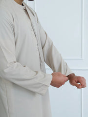 Classic Emirati Thobe with Elegant Embroidery (White)
