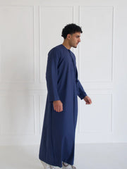 Classic Emirati Thobe with Elegant Embroidery (Blue)