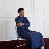 Classic Emirati Thobe with Elegant Embroidery (Blue)