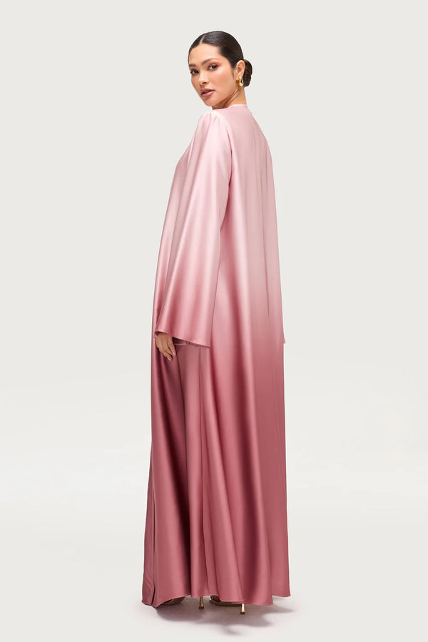 Luxurious Satin Ombre Open Abaya Elegance