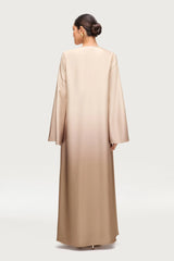 Elegant Satin Ombre Open Abaya – Baby Skin