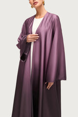 Elegant Satin Ombre Open Abaya – Two-Faced Purple