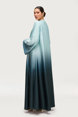 Elegant Satin Ombre Open Abaya – Moon Light