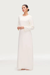 Classic Basic Long Sleeve Maxi Dress – White