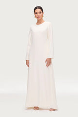 Classic Basic Long Sleeve Maxi Dress – White