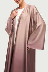 Luxurious Satin Ombre Open Abaya Elegance