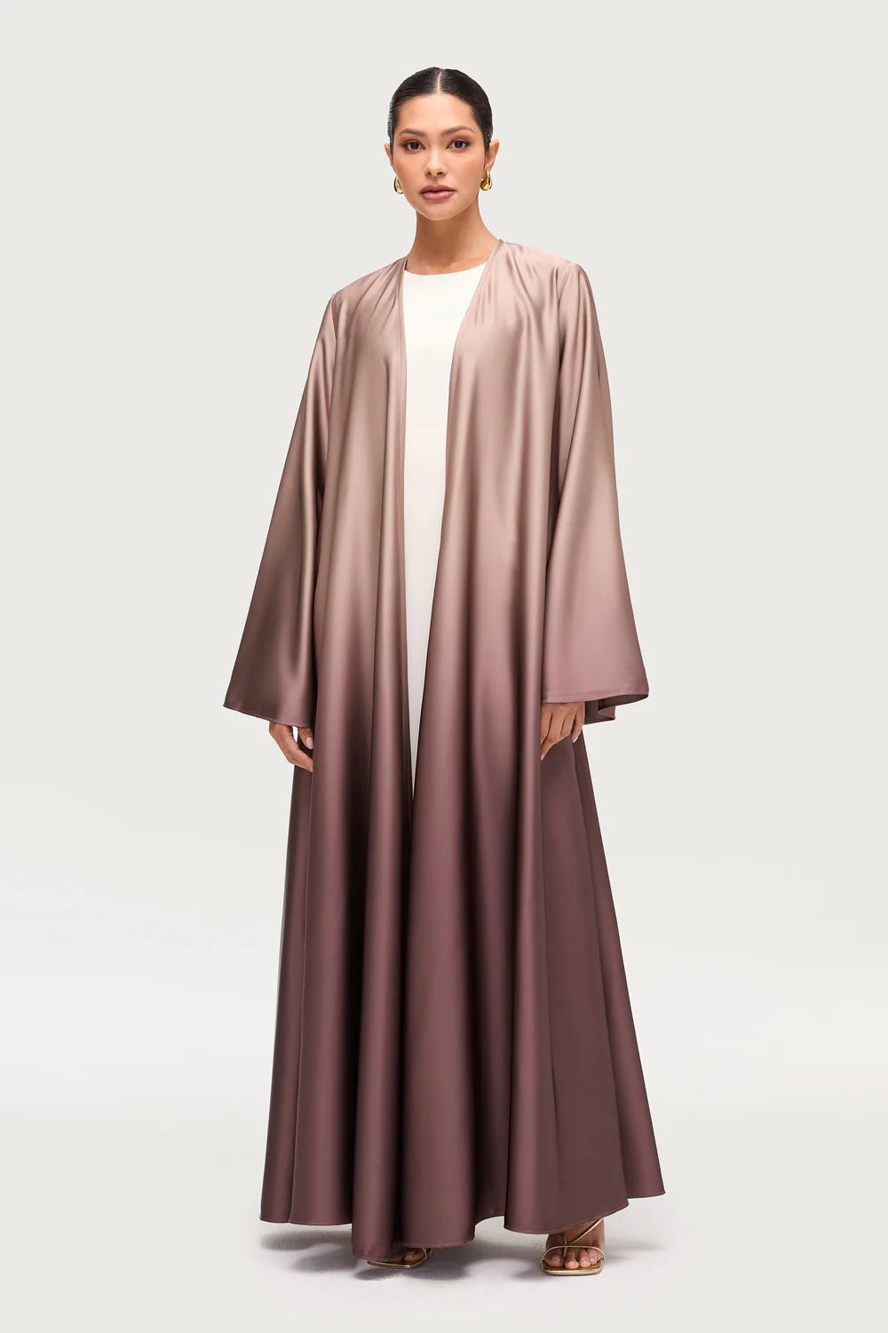 Luxurious Satin Ombre Open Abaya Elegance