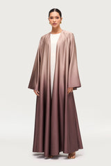 Luxurious Satin Ombre Open Abaya Elegance