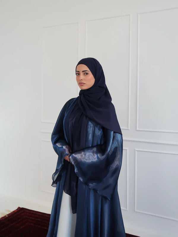 Reversible Crystal Satin Abaya – Dual Elegance
