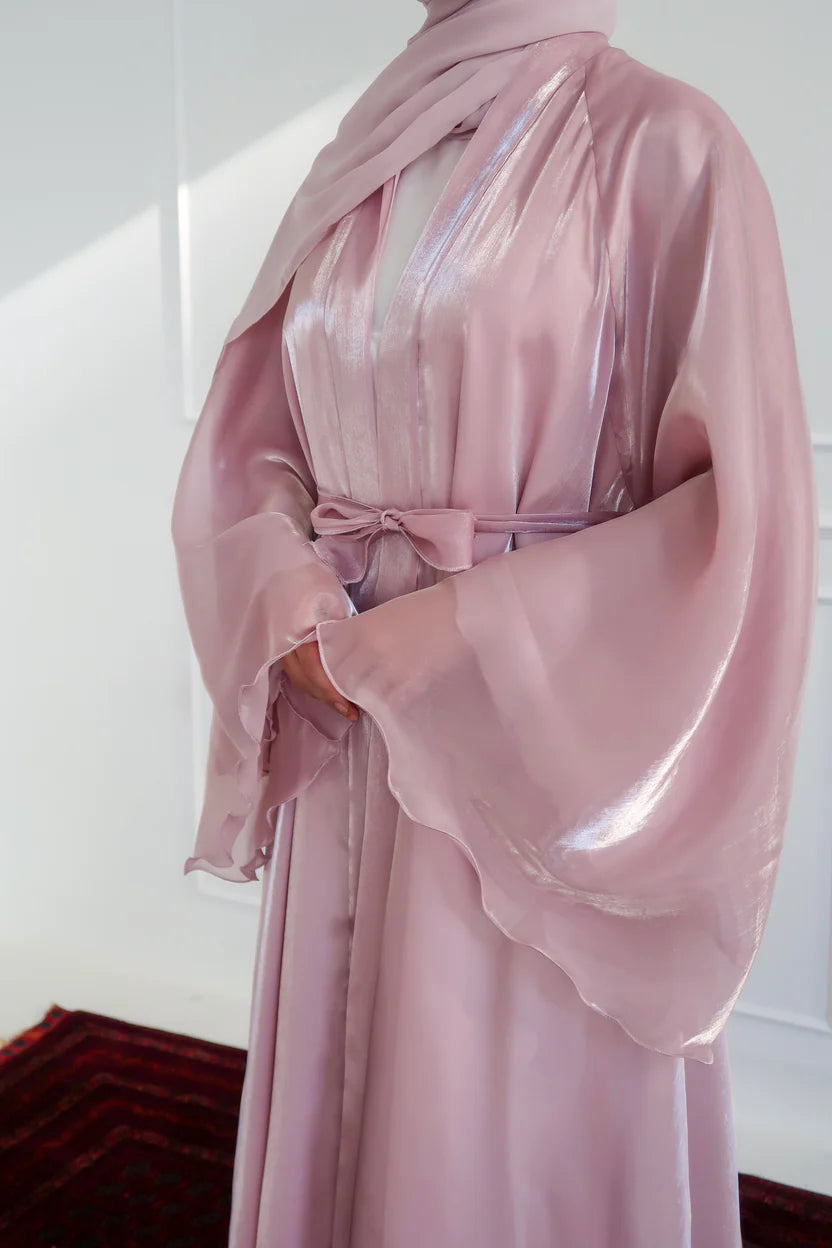 Reversible Crystal Satin Abaya – Dual Elegance