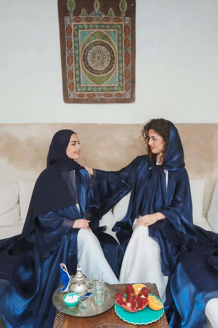 Reversible Crystal Satin Abaya – Dual Elegance